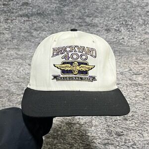 Vintage 90s Brickyard 400 Snapback Hat Yellow Black DeLong Racing 90s USA Cap